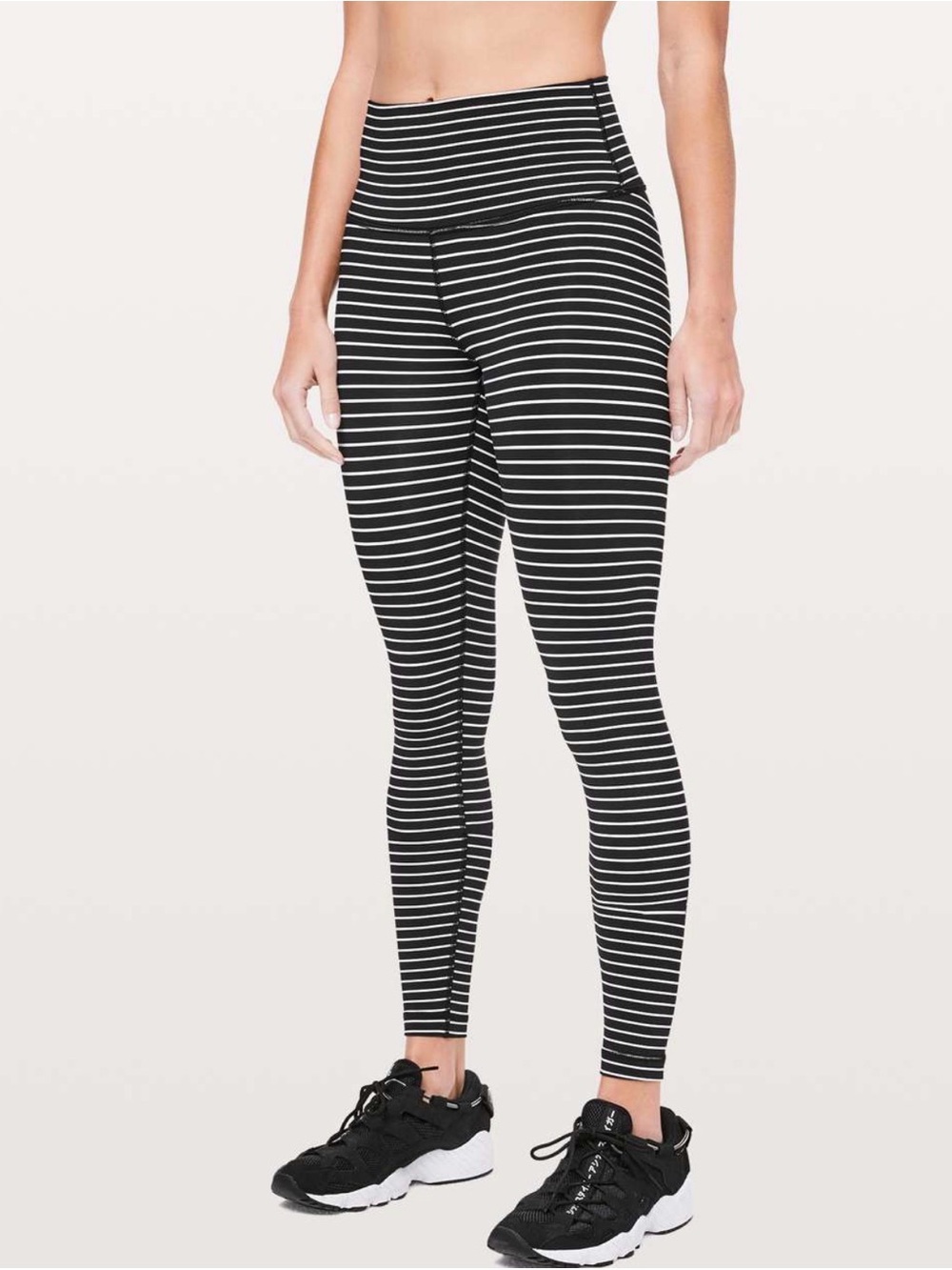 Lululemon Wunder Under Black & White Striped Leggings